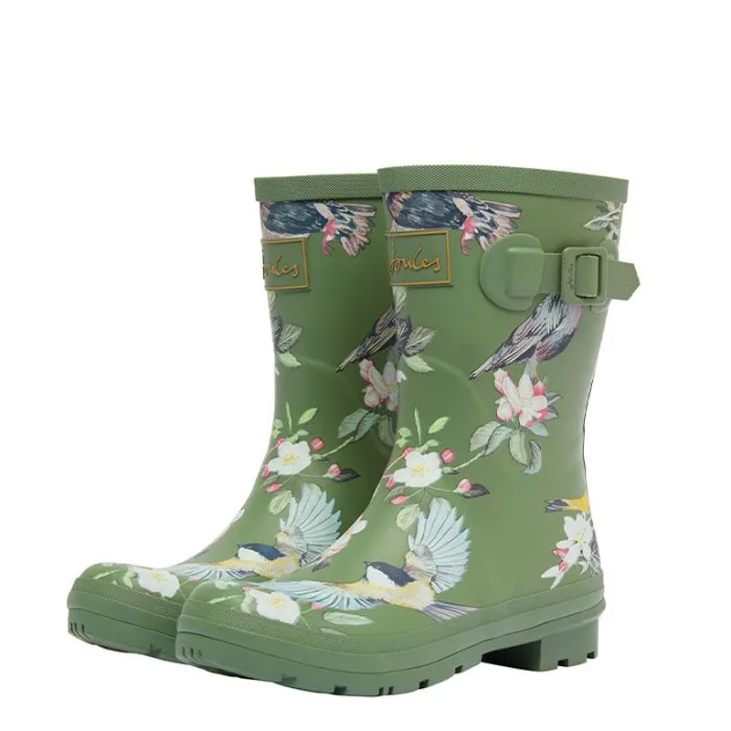 Joules Molly Mid Height Printed Welly - Khaki Bird -4